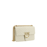PINKO White Calf Leather Bos Taurus Shoulder Bag
